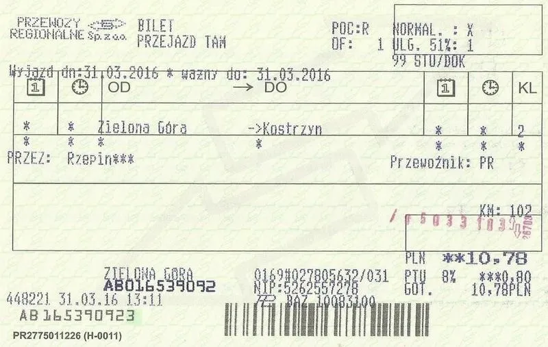 Ile ważny jest bilet regio dla podróżnych w Polskich Kolejach?