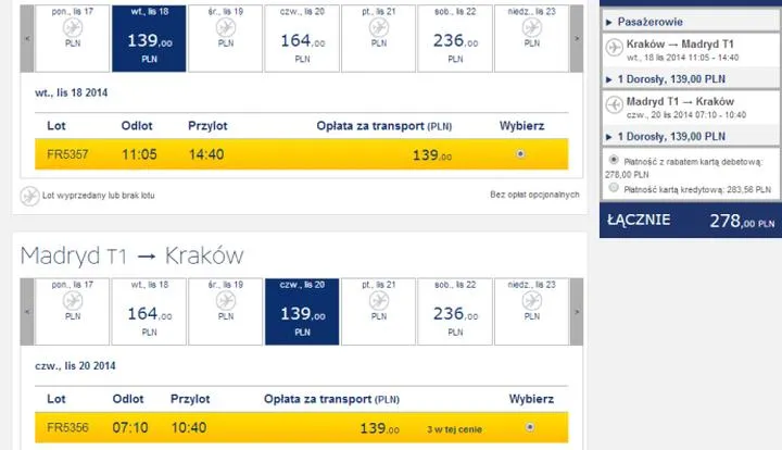 Najlepsze linie lotnicze na trasie Kraków Madryt