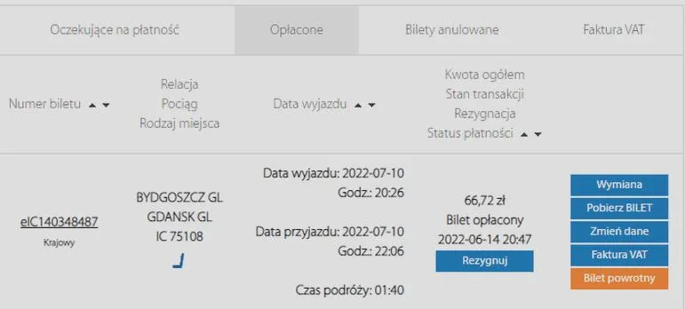 Procedura zwrotu biletów PKP